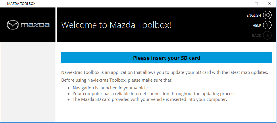 mazda toolbox not recognising sd card